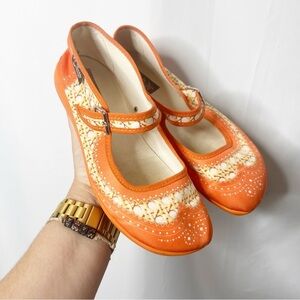Hot Chocolates Designs Chocolatas Havana Rattan Orange Women's Mary Jane Flat